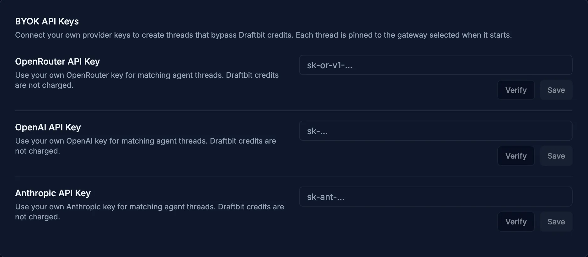BYOK configuration