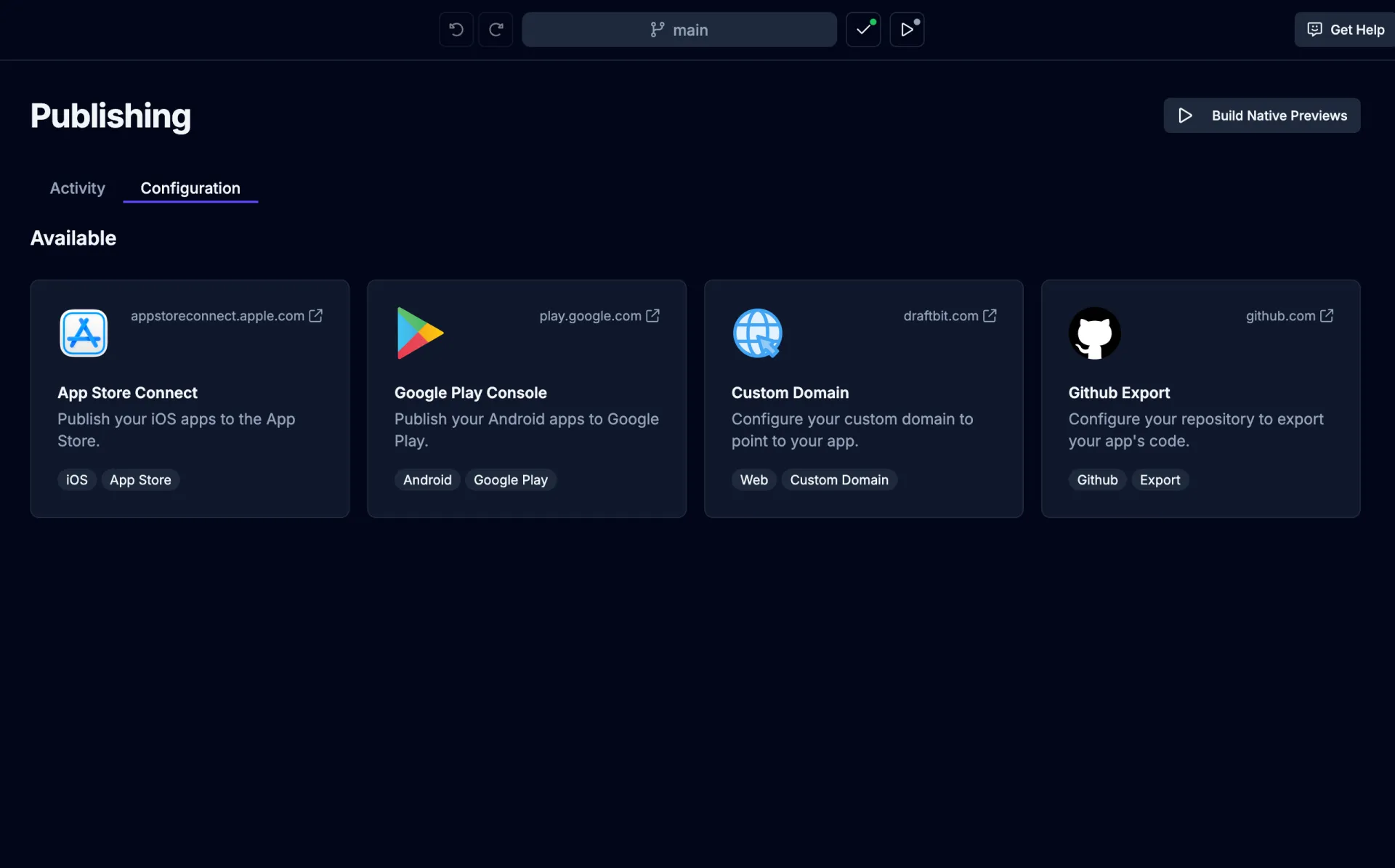 Publishing Configuration