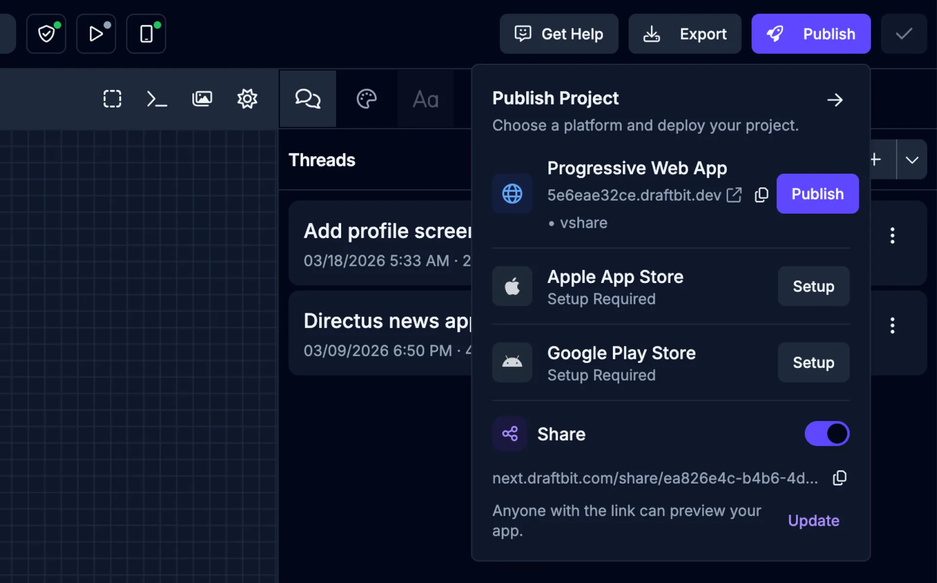 Share Page Toggle