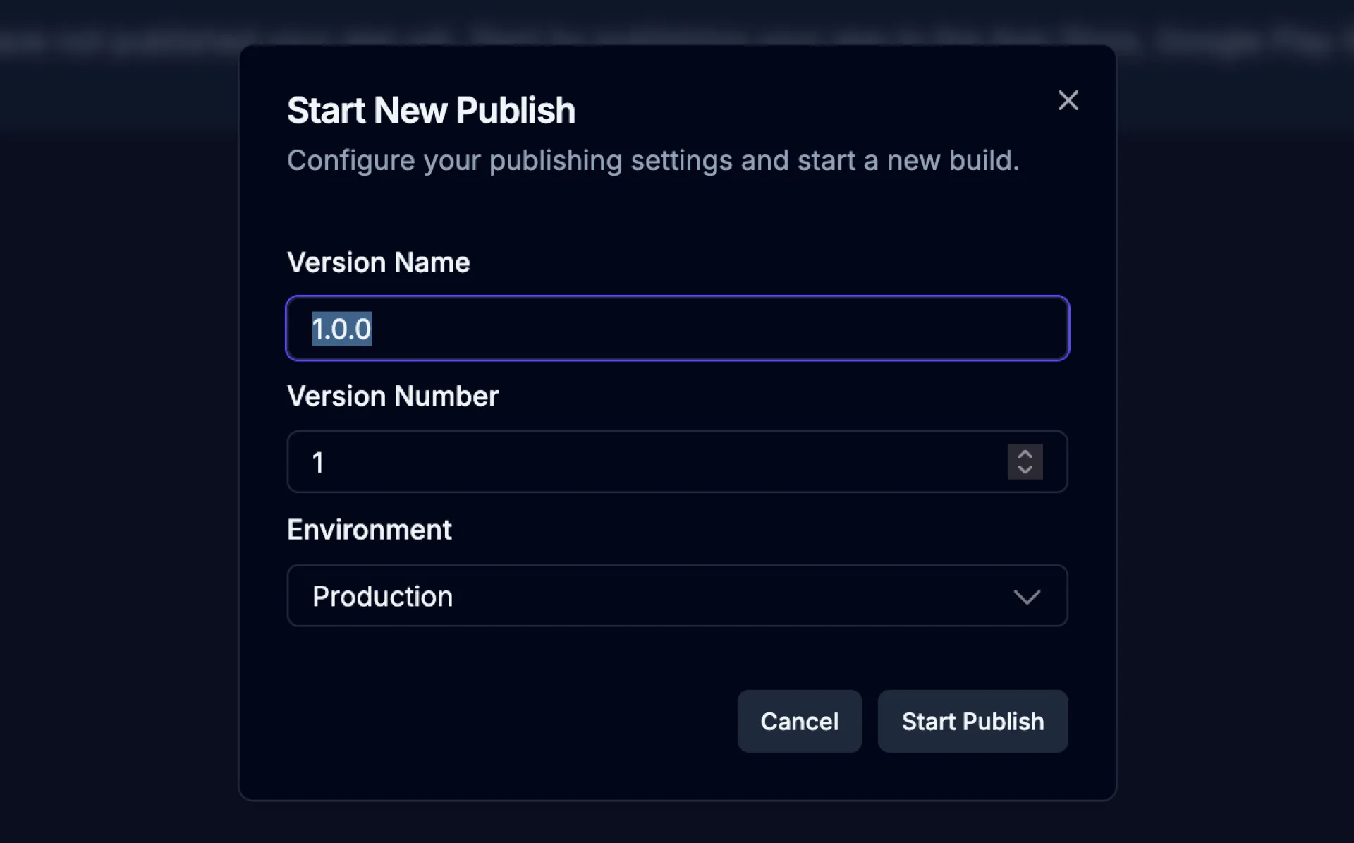 Start Android Publish