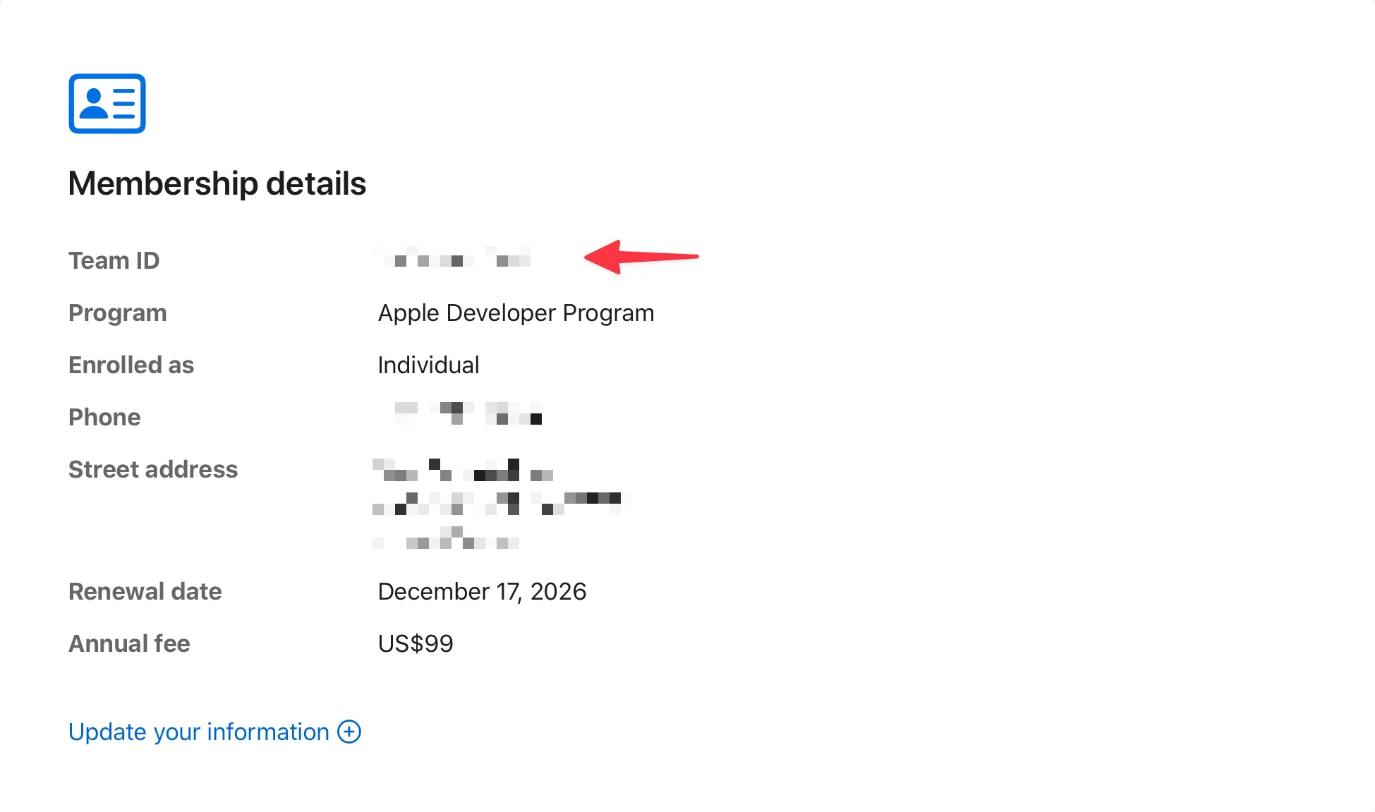 Individual Membership Details