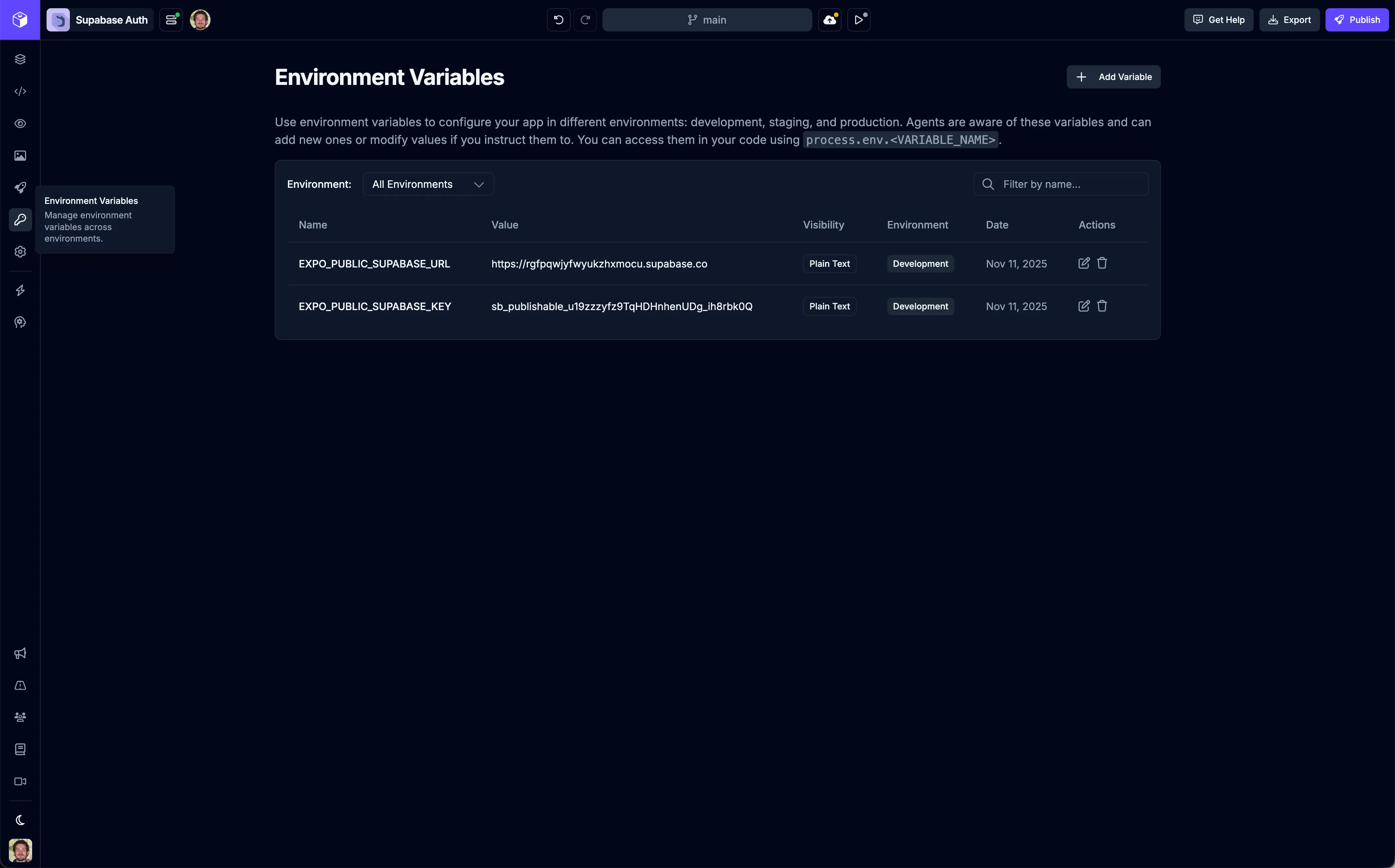 Environment Variables